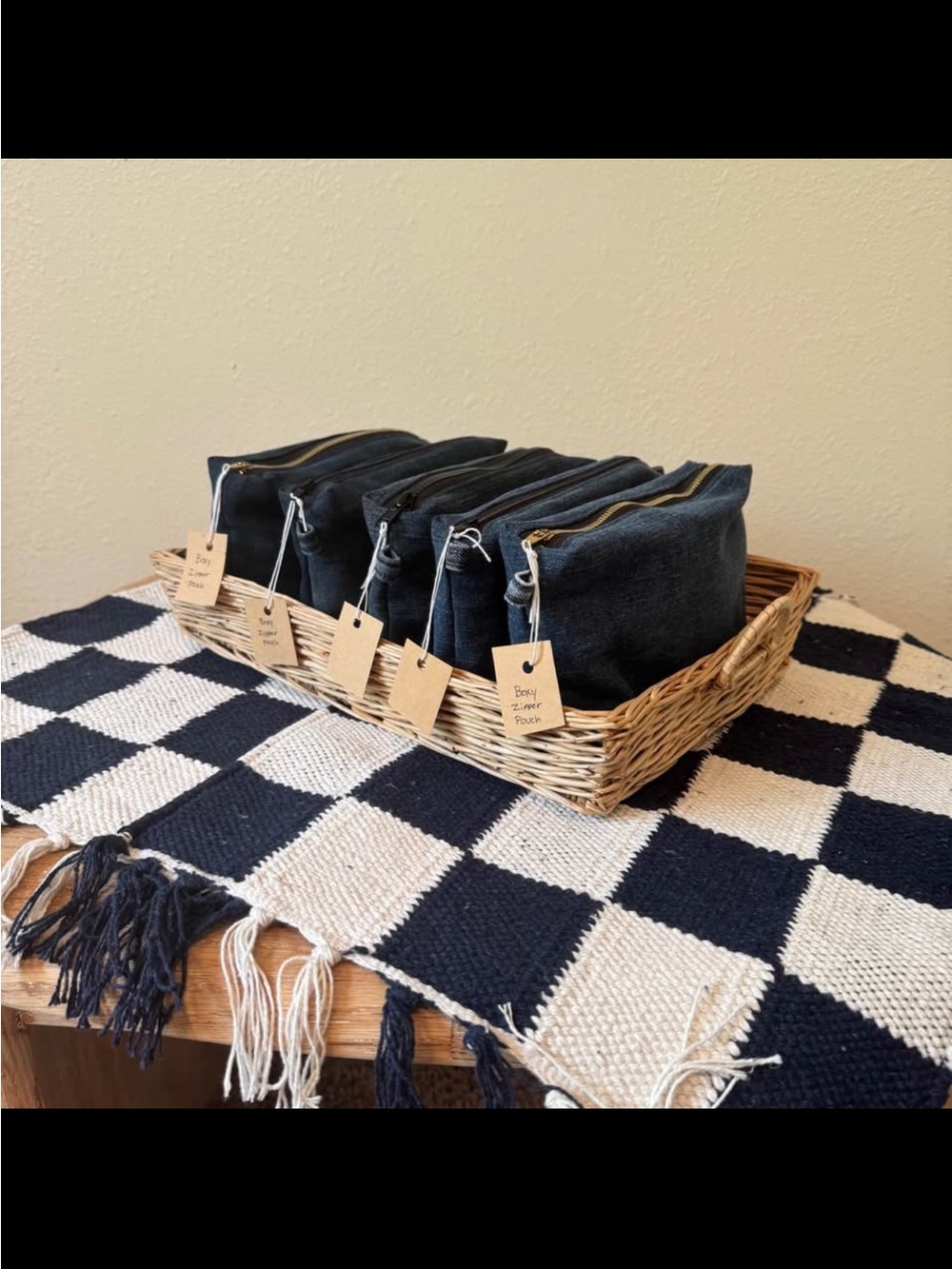 Hand Sewn Denim Zipper Pouches